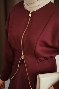 Beli Korse Detay Takım Bordo