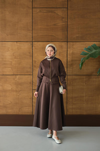 Beli Korse Detay Takım Kahverengi