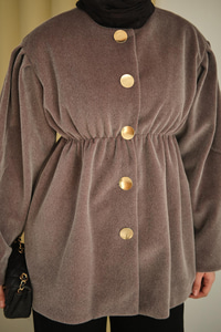 Beli Lastikli Angora Ceket Gri