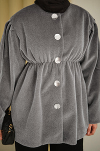 Beli Lastikli Angora Ceket Gri