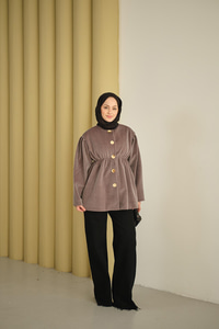 Beli Lastikli Angora Ceket Gri