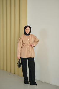 Beli Lastikli Angora Ceket Vizon