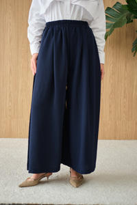 Beli Lastikli Bol Paça Kumaş Pantolon Lacivert