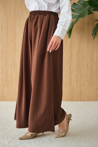 Beli Lastikli Bol Paça Kumaş Pantolon Kahverengi
