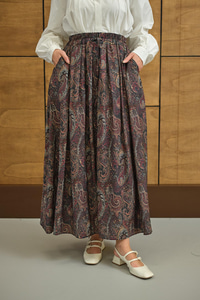 Beli Lastikli Cep Detay Etnik Desen Etek Bordo