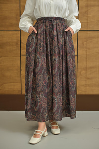 Beli Lastikli Cep Detay Etnik Desen Etek Bordo