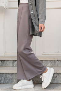 Beli Lastikli Çimalı İspanyol Paça Pantolon  Gri