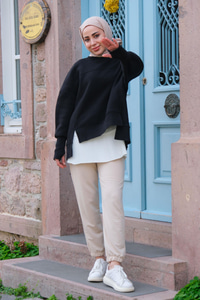 Beli Lastikli Eşofman  Krem