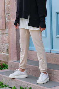 Beli Lastikli Eşofman  Krem