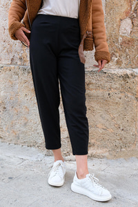 Beli Lastikli Havuç Paça Pantolon Siyah