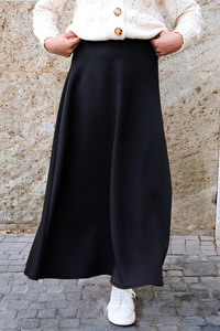 Beli Lastikli Kiloş Etek Siyah