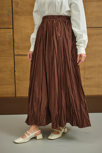 Beli Lastikli Kırışık Detay Etek Acı Kahve