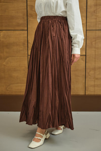 Beli Lastikli Kırışık Detay Etek Acı Kahve