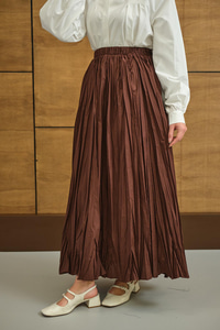 Beli Lastikli Kırışık Detay Etek Acı Kahve