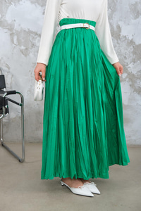 Beli Lastikli Kırışık Detay Etek Açık Yeşil