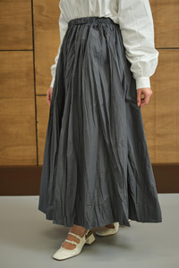 Beli Lastikli Kırışık Detay Etek Antrasit