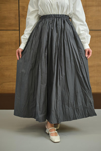 Beli Lastikli Kırışık Detay Etek Antrasit