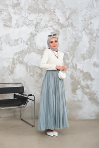 Beli Lastikli Kırışık Detay Etek Bebe Mavi