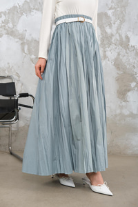 Beli Lastikli Kırışık Detay Etek Bebe Mavi