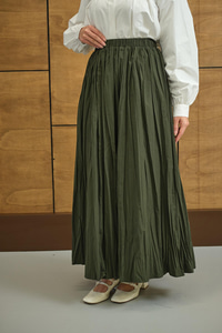 Beli Lastikli Kırışık Detay Etek Koyu Yeşil