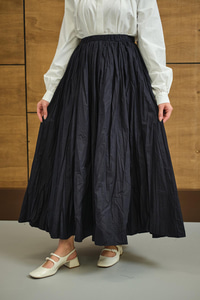 Beli Lastikli Kırışık Detay Etek Lacivert