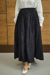 Beli Lastikli Kırışık Detay Etek Lacivert