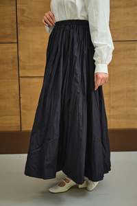 Beli Lastikli Kırışık Detay Etek Lacivert