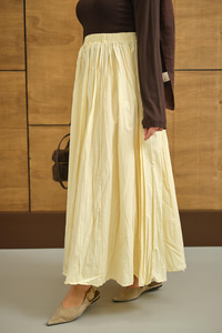 Beli Lastikli Kırışık Detay Etek Sarı