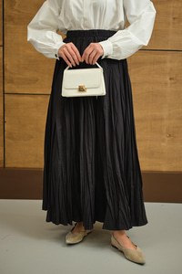 Beli Lastikli Kırışık Detay Etek Siyah