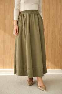 Beli Lastikli Kırışık Etek Açık Yeşil