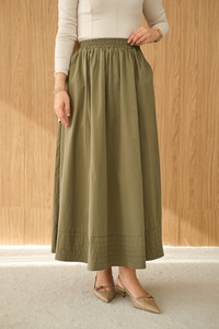 Beli Lastikli Kırışık Etek Açık Yeşil