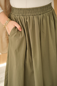 Beli Lastikli Kırışık Etek Açık Yeşil