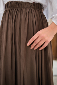 Beli Lastikli Kırışık Etek Kahverengi