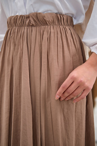 Beli Lastikli Kırışık Etek Vizon