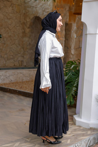 Beli Lastikli Kraş Etek Lacivert