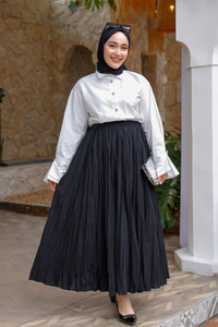 Beli Lastikli Kraş Etek Lacivert