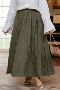 Beli Lastikli Kraş Etek Yeşil