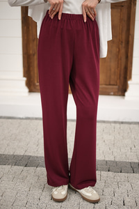 Beli Lastikli Pantolon Bordo