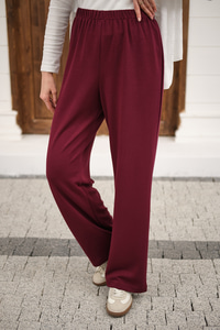 Beli Lastikli Pantolon Bordo