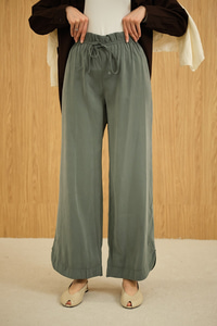 Beli Lastikli Pantolon Koyu Yeşil