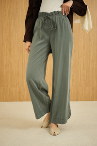 Beli Lastikli Pantolon Koyu Yeşil