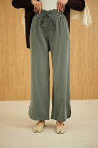 Beli Lastikli Pantolon Koyu Yeşil