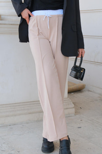 Beli Lastikli Pantolon Krem