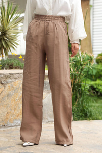 Beli Lastikli Pantolon Vizon