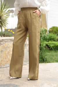 Beli Lastikli Pantolon Yağ Yeşil