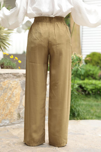 Beli Lastikli Pantolon Yağ Yeşil