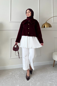 Beli Lastikli Piiseli İçlik Etek Beyaz