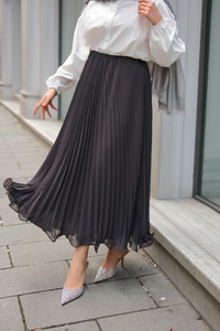 Beli Lastikli Pileli Etek Antrasit