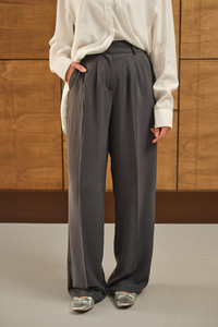 Beli Lastikli Pileli Pantolon Füme