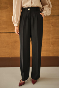 Beli Lastikli Pileli Pantolon Siyah